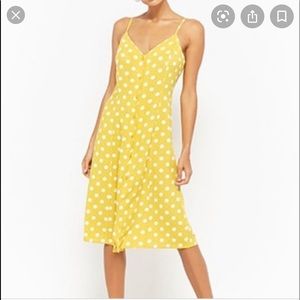 Forever21 Yellow Polka Dot Midi Dress